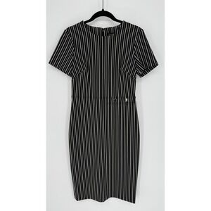 BANANA REPUBLIC STRIPED SHEATH PENCIL DRESS BLACK WHITE SIZE 4